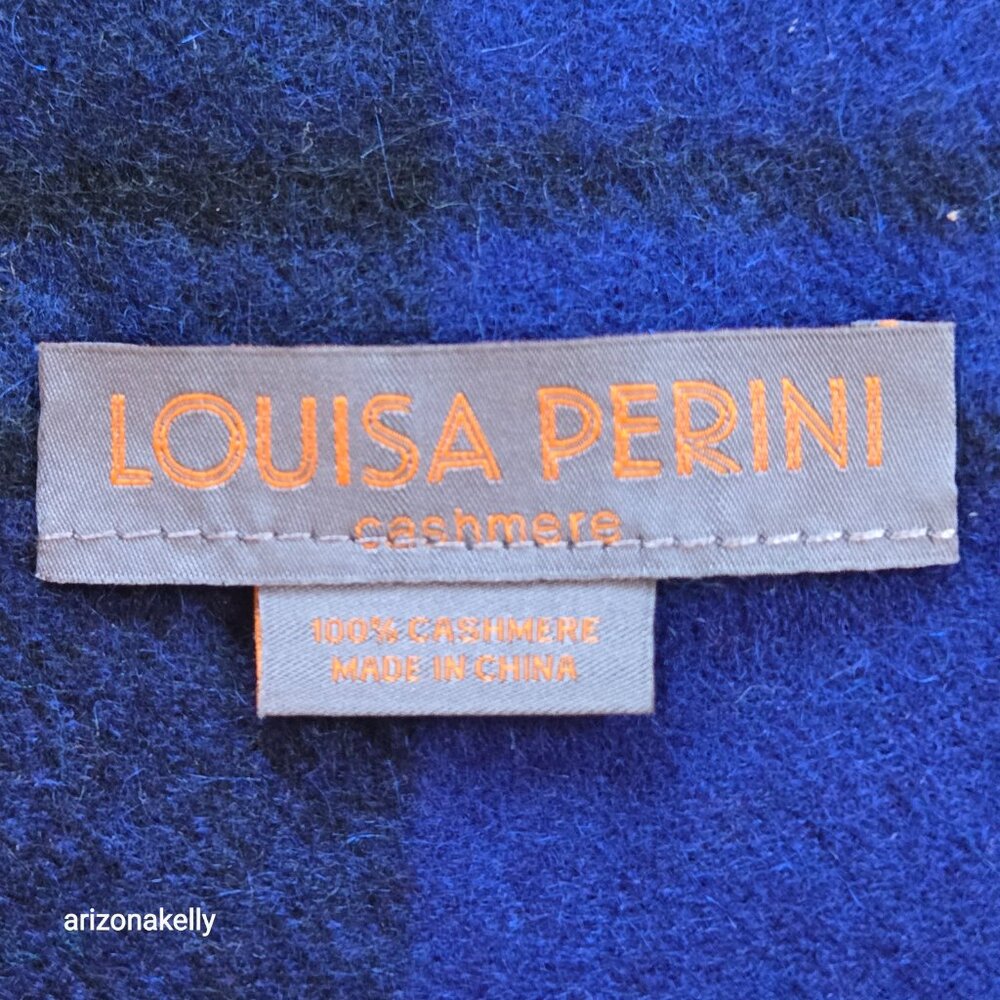 Louisa Perini Blue Green Cashmere Fringe Scarf - Picture 3 of 10